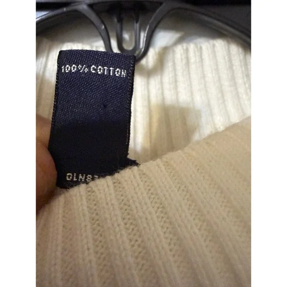 Lands End Ivory Cable Knit Mock Neck Cotton Sweater Womens 1X 100% Cotton Classi - Picture 4 of 5